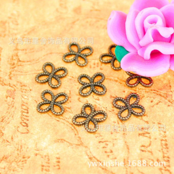 7mm Openwork Four Petal Flower Connector Charm in Alloy