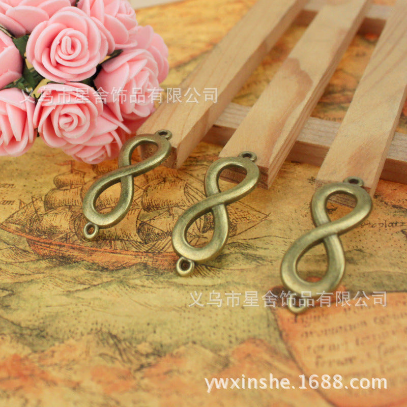Curved Infinity Number 8 Connector Charm Pendant 41x15mm