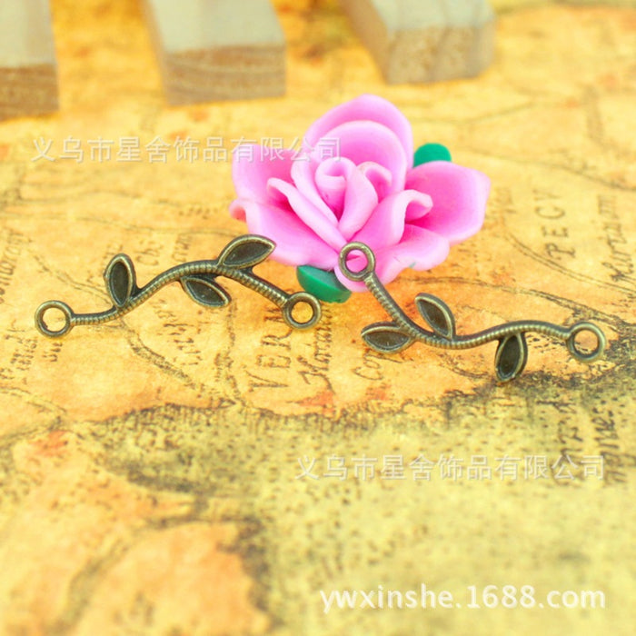 26x10mm Alloy Leaf Branch Two-Hole Connector Charm