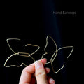 Gold Tone Oversized Wireframe Butterfly Hoop Earrings For Women view 2