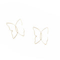 Gold Tone Oversized Wireframe Butterfly Hoop Earrings For Women view 5