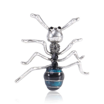 Large Ant Brooch With Striped Black Blue or Black White Abdomen