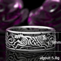 Celtic Knot Wolf Pattern Wide Band Ring Antiqued Silver Tone view 5