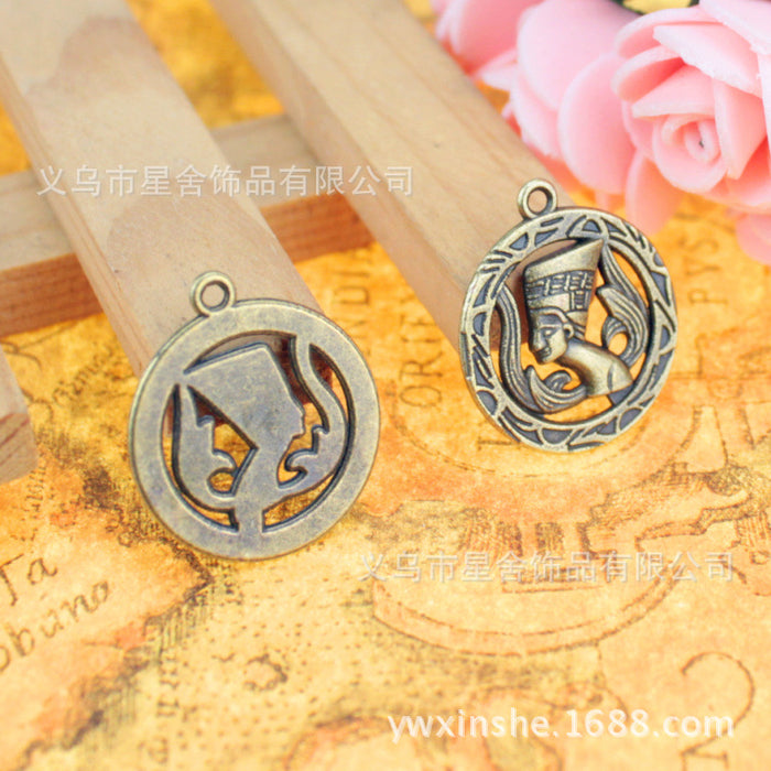 Vintage Egyptian Pharaoh Alloy Charm Pendant 22mm