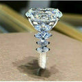 Silver Tone Large Oval CZ Ring Marquise Side Stones 6-10 view 3