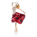 Jeweled Ballerina Brooch in Blue and Red Skirts Jacket and Scarf Accessory view 1
