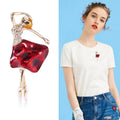 Jeweled Ballerina Brooch in Blue and Red Skirts Jacket and Scarf Accessory view 2