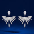 Crystal Wing Fan Jacket Stud Earrings With Clear Stone Accents view 6