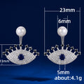 Silver Tone Blue Eye and Faux Pearl Jacket Earrings view 5