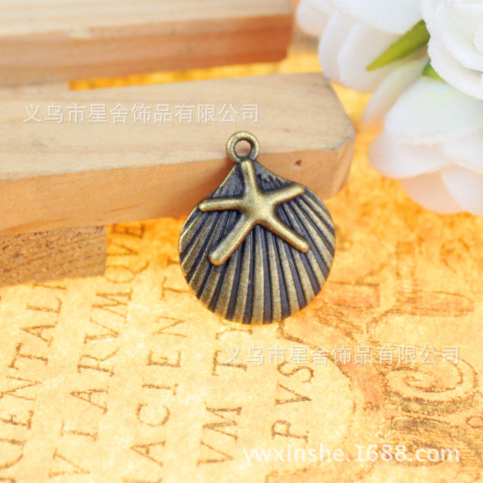 Vintage Starfish Shell Ocean Charm Pendant 22x18mm
