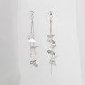 Gold and Silver Cascading Butterfly Long Chain Earrings view 2