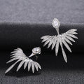 Crystal Wing Fan Jacket Stud Earrings With Clear Stone Accents view 2