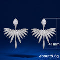 Crystal Wing Fan Jacket Stud Earrings With Clear Stone Accents view 5
