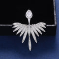 Crystal Wing Fan Jacket Stud Earrings With Clear Stone Accents view 3
