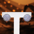 Silver Tone Round Crystal Cluster Stud Earrings Jewelry view 4