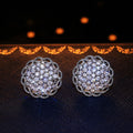Silver Tone Round Crystal Cluster Stud Earrings Jewelry view 2