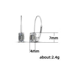 Silver Emerald Cut Clear CZ Leverback Drop Earrings Pair Metal view 5