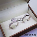 Silver Round Six Prong Clear CZ Solitaire Ring Band Set Metal view 2