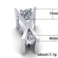 Silver Geometric X Cross Clear CZ Two Stone Fashion Ring Metal view 4