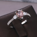 Silver Brown Pear Center Clear Side Stone Pave Band Ring Metal view 3