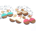 Round Wood and Resin Drop Stud Earrings in Four Colorways view 1