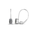 Silver Emerald Cut Clear CZ Leverback Drop Earrings Pair Metal view 3