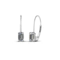 Silver Emerald Cut Clear CZ Leverback Drop Earrings Pair Metal view 2