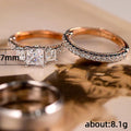 Two Tone Crystal Crossover Three Band Ring Set Polished Metal Jewelry view 5
