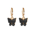 Gold Huggie and Marbled Butterfly Pendant Drop Earrings view 7