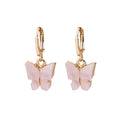 Gold Huggie and Marbled Butterfly Pendant Drop Earrings view 5