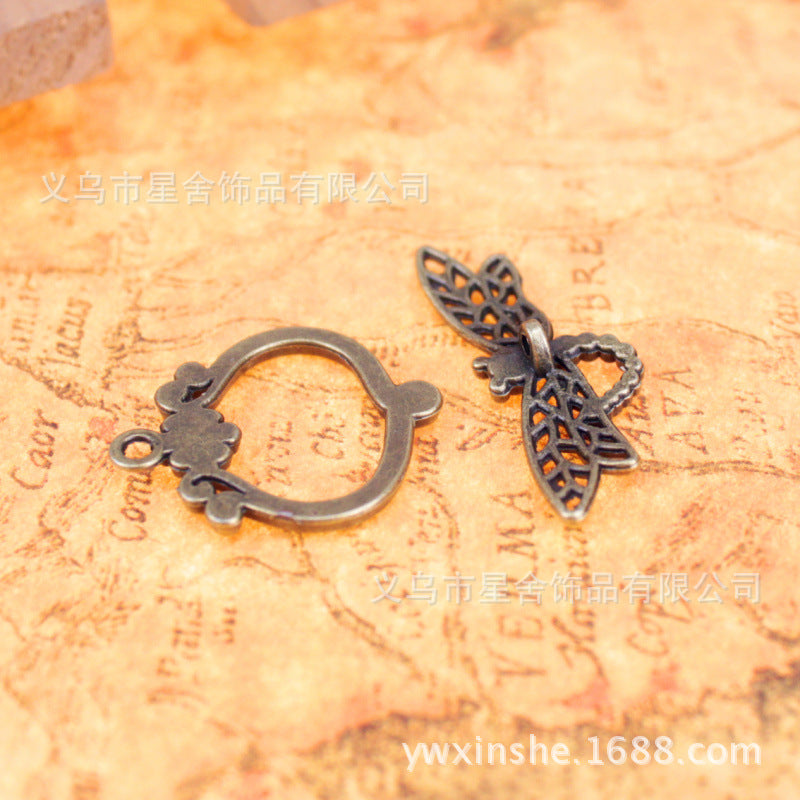 Vintage Dragonfly Flower Toggle Clasp 25x22mm
