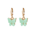 Gold Huggie and Marbled Butterfly Pendant Drop Earrings view 6