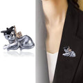 Graduation Dog Brooch with Cap and Crystal Bow in Two Colors view 2