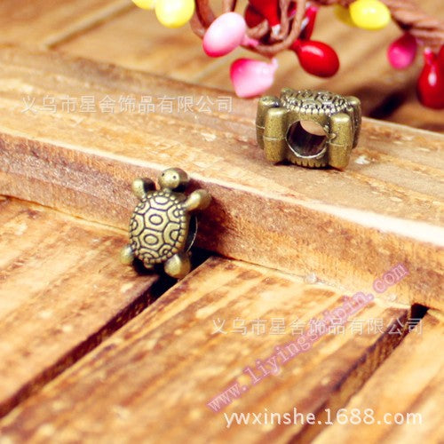 Vintage Alloy Turtle Large Hole Bead for DIY Jewelry