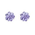 Purple Flower Stud Earrings with Sculpted Polished Metal Details view 5