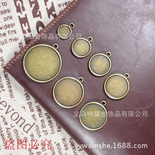 Round Double-Sided Alloy Pendant Tray Bezel Setting