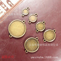 Vintage Double-Sided Alloy Cabochon Tray Pendant Setting