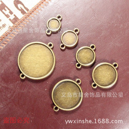 Vintage Double-Sided Alloy Cabochon Tray Pendant Setting