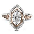Two Tone Marquise Halo Ring with Clear Center Stone view 2