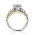 Two-Tone Wide Ring With Square Center and Pavé Panels view 2