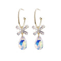 Rainbow Teardrop Bow Crystal Look Extra Long Hook Earrings view 5