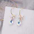 Rainbow Teardrop Bow Crystal Look Extra Long Hook Earrings view 1