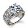 Two-Tone Wide Ring With Square Center and Pavé Panels view 1