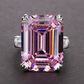 Oversized Emerald-Cut Solitaire Ring In Clear And Pink view 3