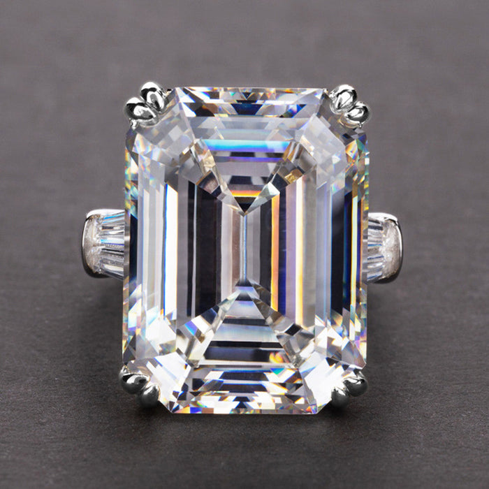 Oversized Emerald-Cut Solitaire Ring In Clear And Pink