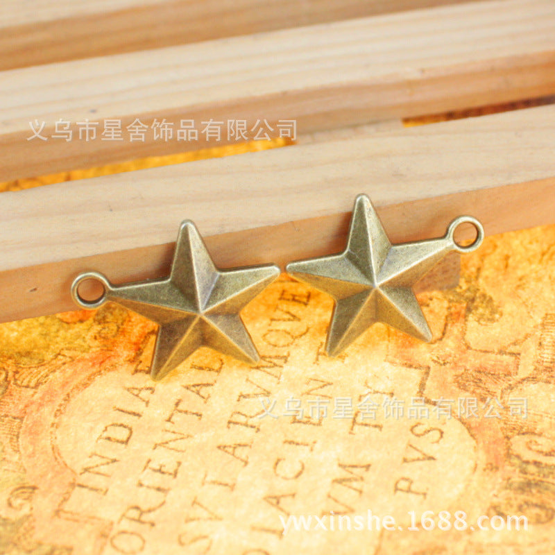 21mm Double-Sided 3D Star Alloy Charm Pendant