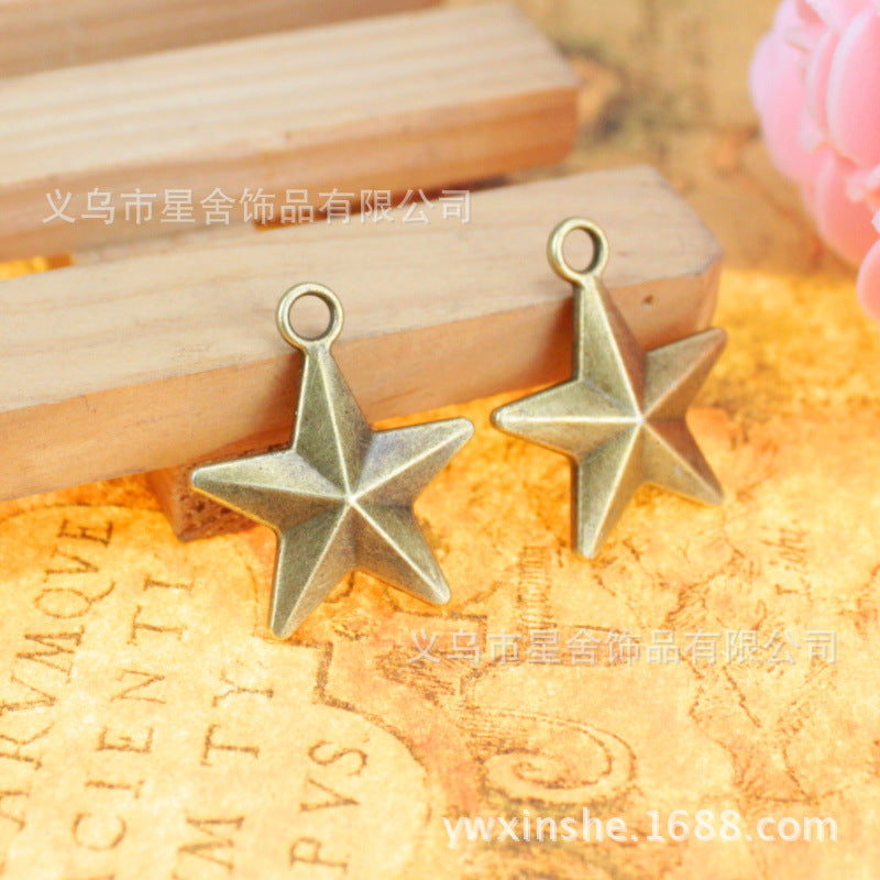 21mm Double-Sided 3D Star Alloy Charm Pendant
