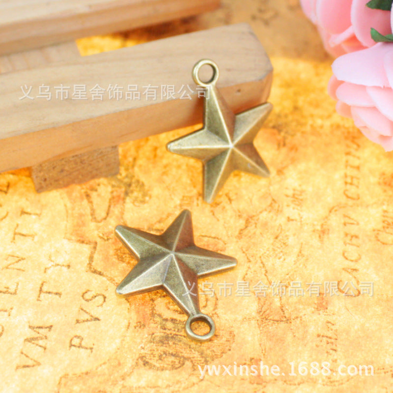 21mm Double-Sided 3D Star Alloy Charm Pendant