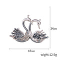 Double Swan Brooch with Silver Gray Feather Details view 5