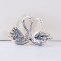 Double Swan Brooch with Silver Gray Feather Details view 4